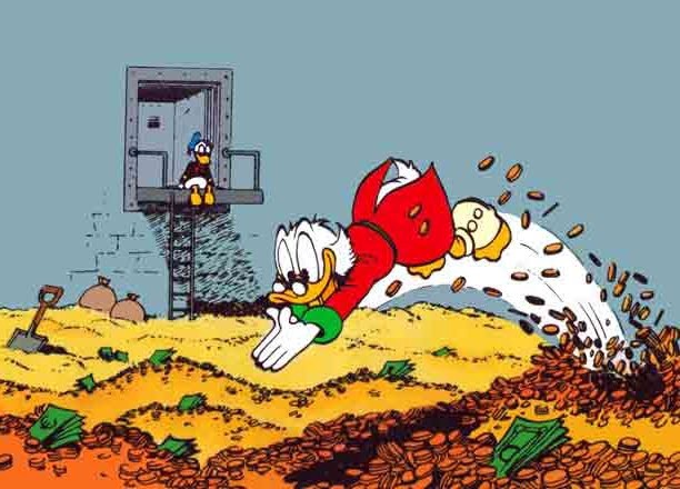 Scrooge McDuck diving in money