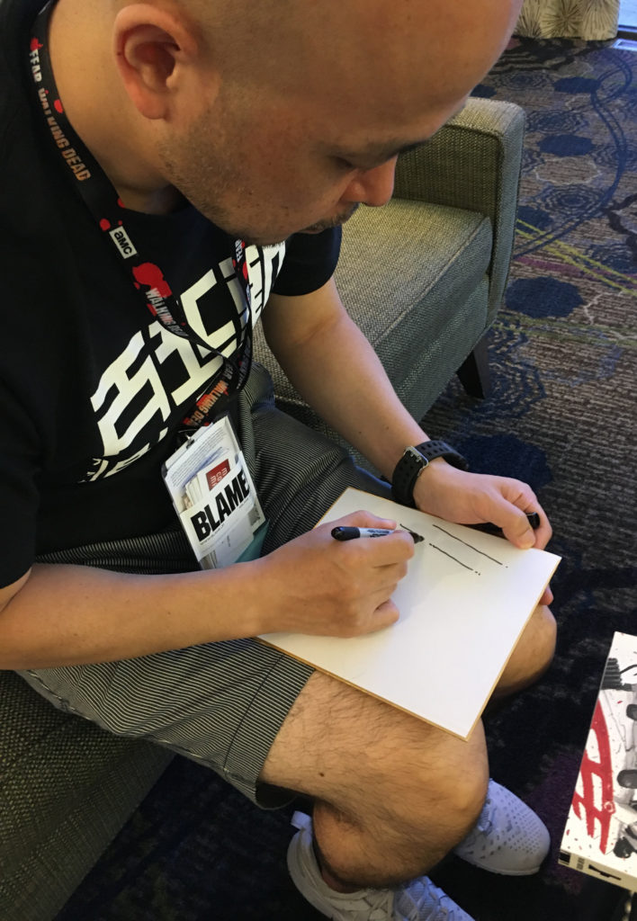 Tsutomu Nihei drawing at San Diego Comic-Con 2016